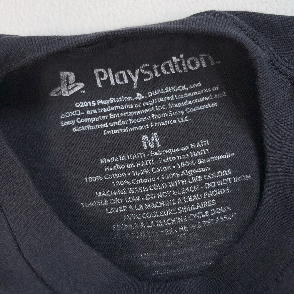 PlayStation Graphic T-Shirt M Black 100% Cotton Sony Video Game Y2K Spellout - Picture 3 of 16